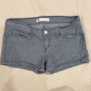 Levi's Navy Blue and White Striped Jean Shorts